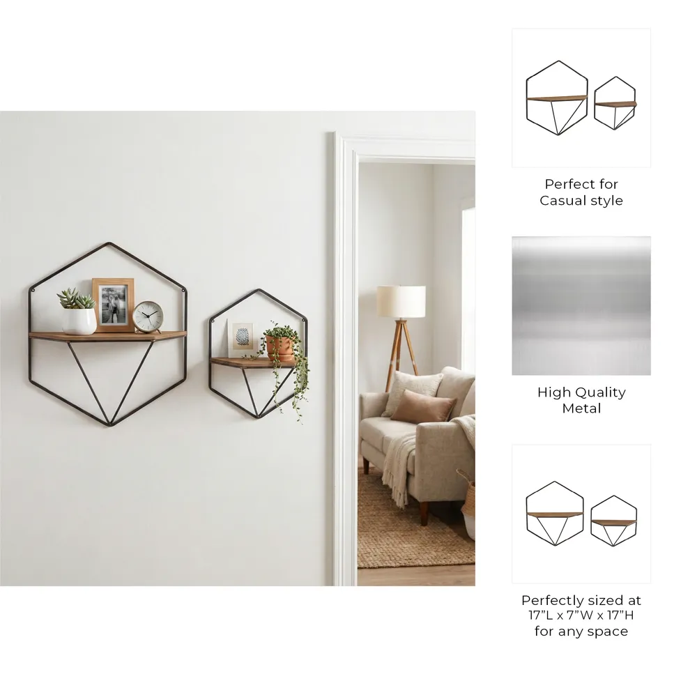 IRVINGMILL SET OF 2 BROWN WALL SHELF 17 (IN)