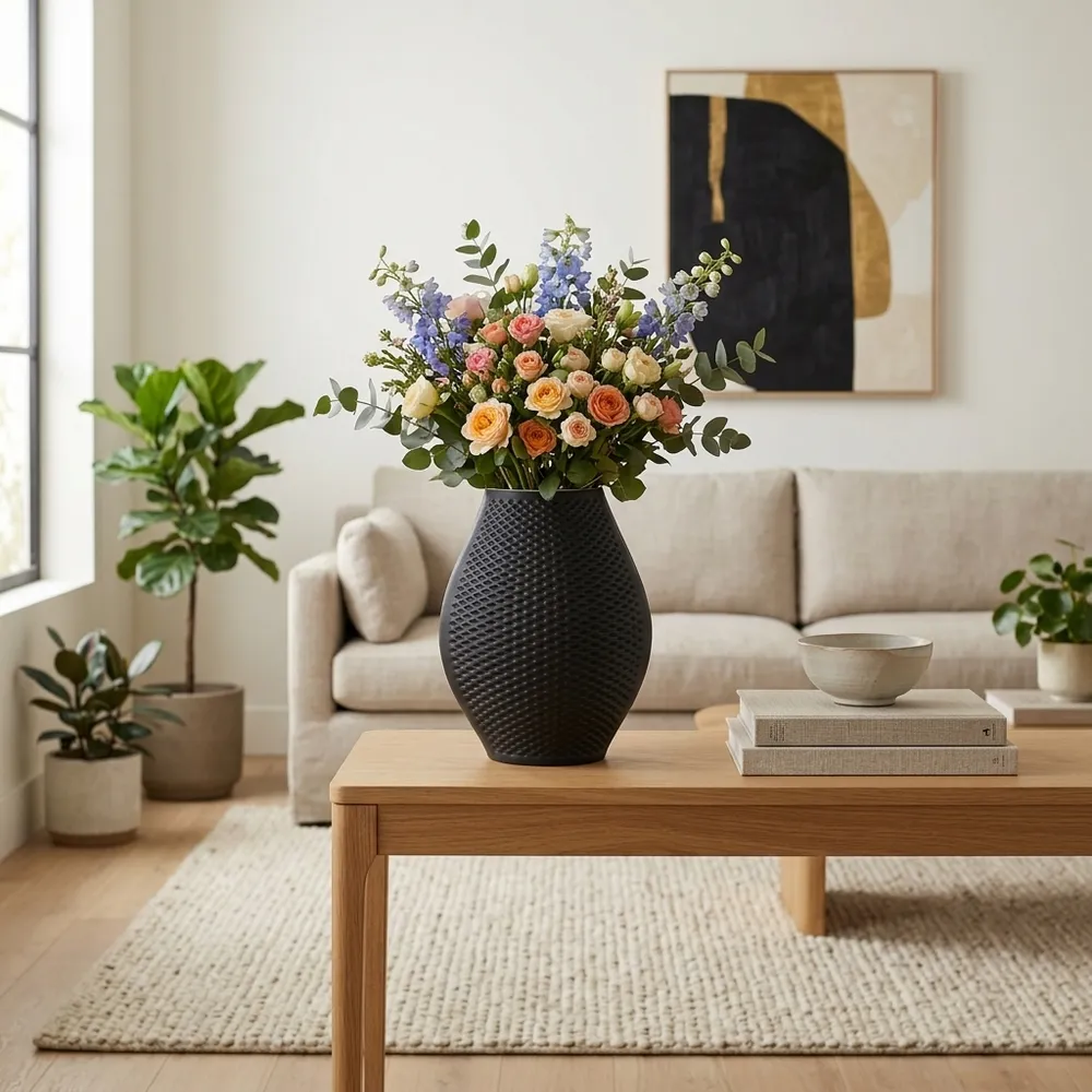 SKYLERSIDE BLACK VASE 15 (IN)