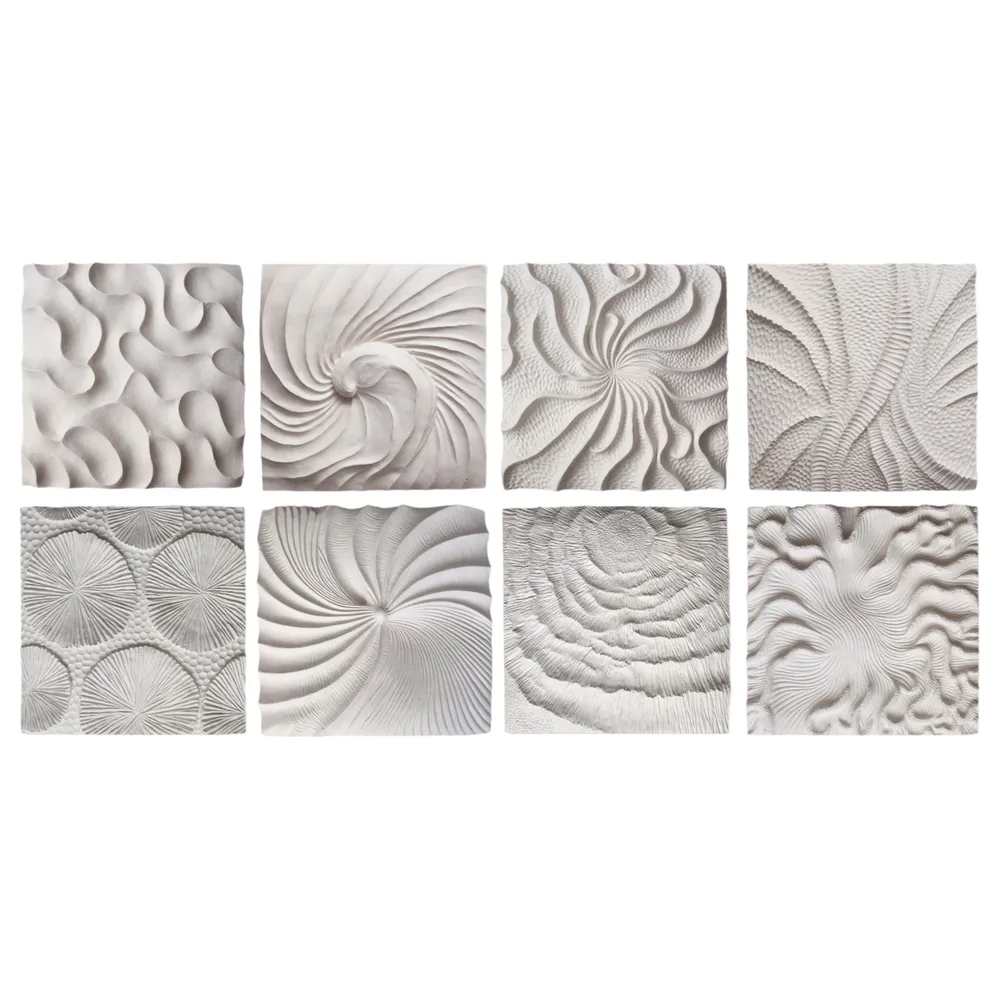 DENVERTON SET OF 8 WHITE WALL SCULPTURES 14 (IN)