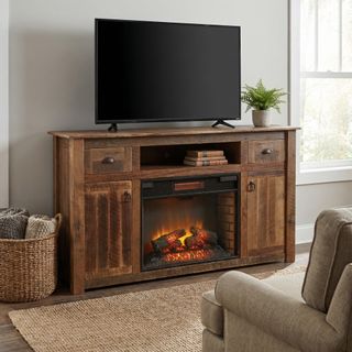 Barnwood Entertainment Center with Fireplace