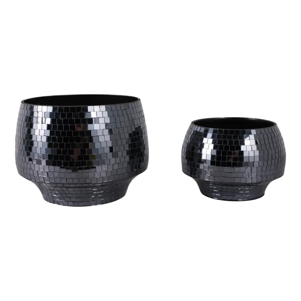 ANTONSHAW SET OF 2 BLACK PLANTER 8 (IN)