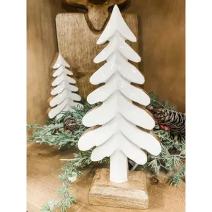 Tall Wooden Tree w/ White Enamel 3.5x2x8in 1