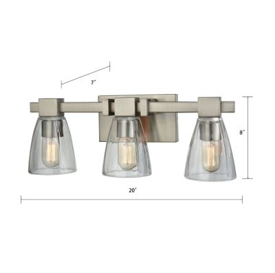 Ensley 20'' Wide 3-Light Vanity Light - Satin Nickel