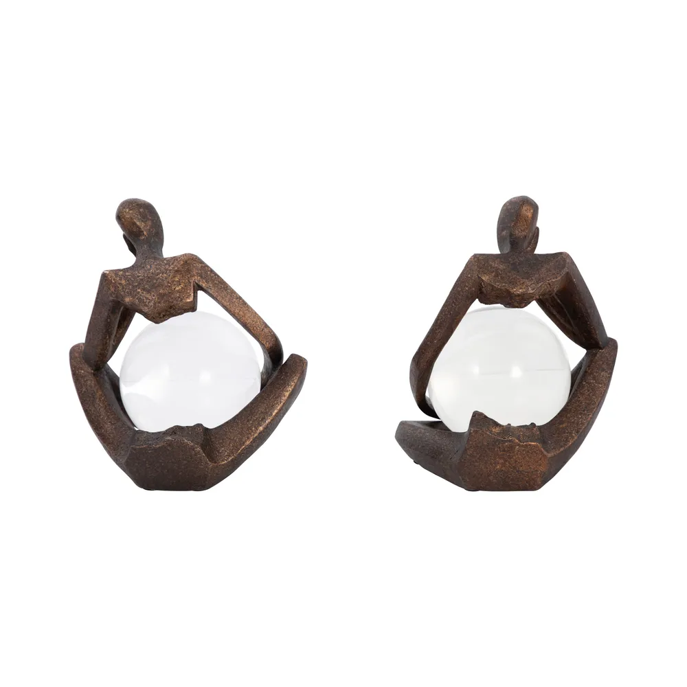 CLIFTONRUN SET OF 2 BLACK ORBS 8 (IN)