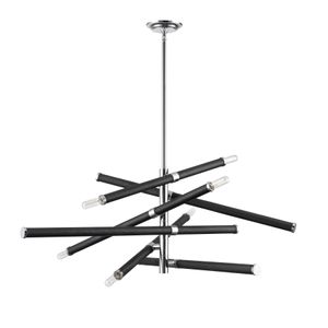 Crosspiece 39'' Wide 6-Light Chandelier - Black 2
