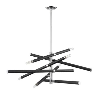 Crosspiece 39'' Wide 6-Light Chandelier - Black