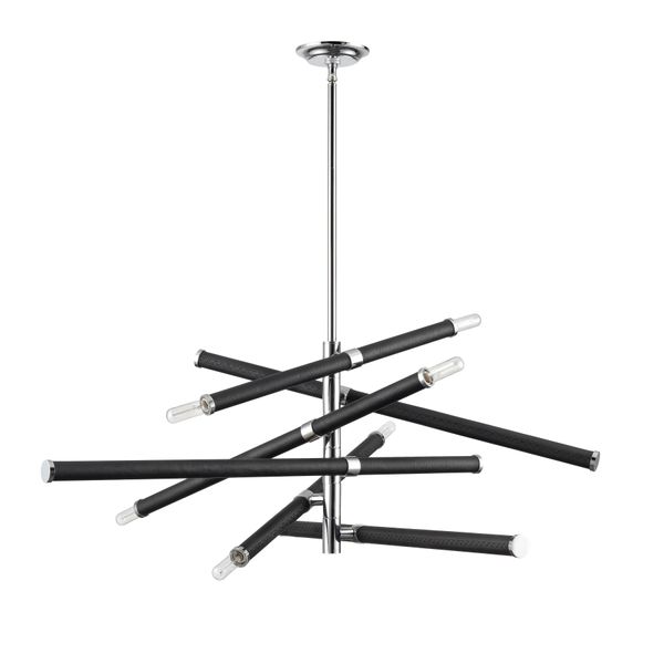 Crosspiece 39'' Wide 6-Light Chandelier - Black