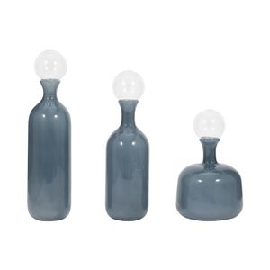 HARSTONRIDGE SET OF 3 BLUE GLASS VASES 19 (IN) 1
