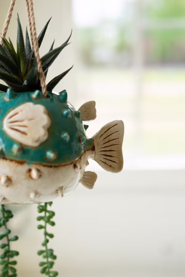 Ceramic Hanging Blowfish Planter