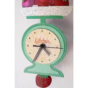 Hand-Painted Tomatoes on Scale Wall Clock with Moving Pendulum 2