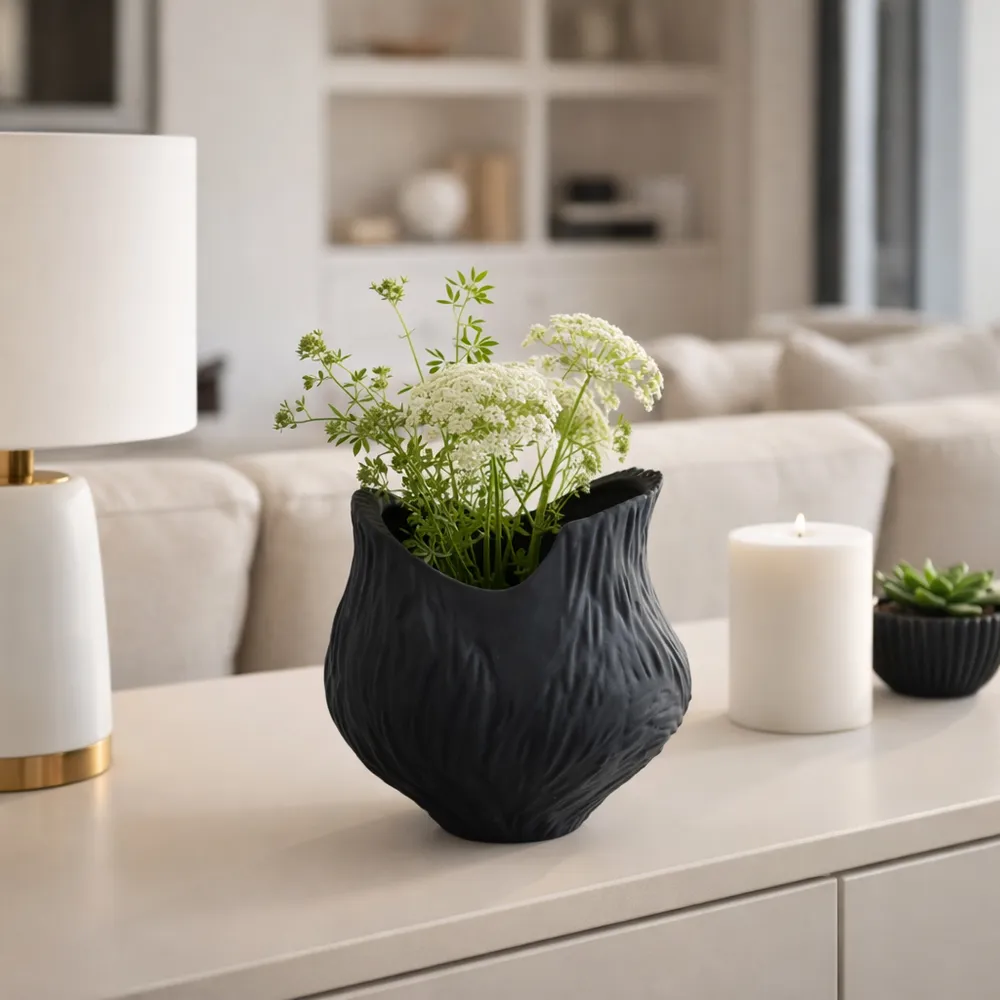 THORNTONPARK BLACK VASE 12 (IN)