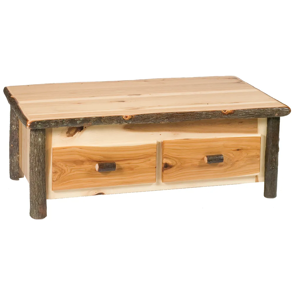 Hickory Log Enclosed Coffee Table - Elevating Top - Cinnamon - Standard
