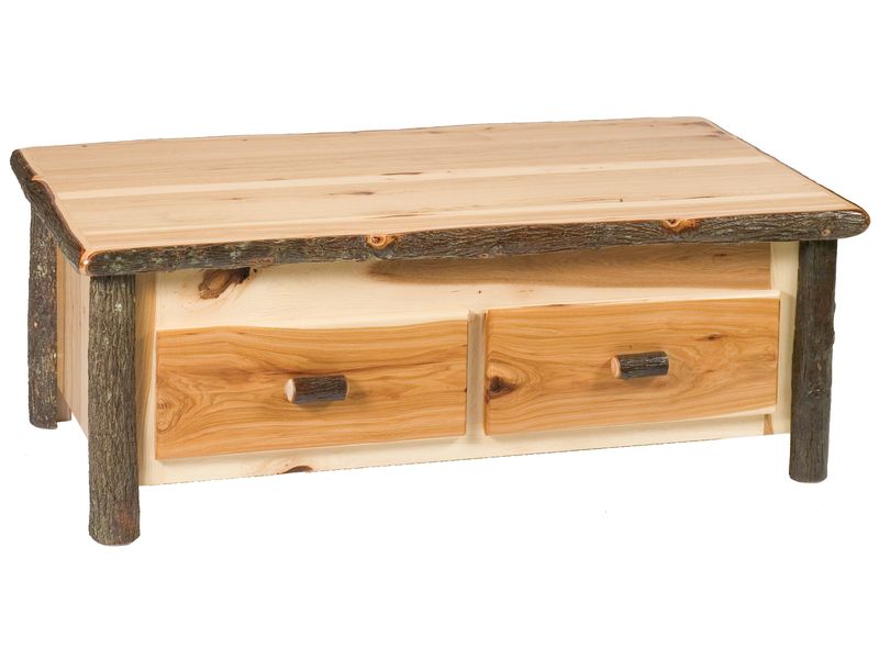 Hickory Log Enclosed Coffee Table - Elevating Top - Cinnamon - Standard 2