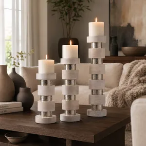 DESMONDRIDGE SET OF 3 WHITE CANDLESTICK 22 (IN) 11