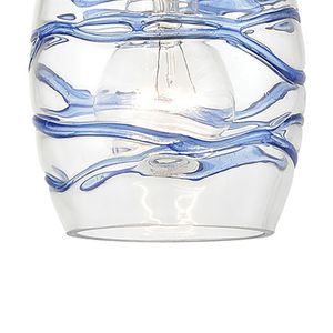 Vines 5'' Wide 1-Light Mini Pendant - Satin Nickel with Blue Glass 5