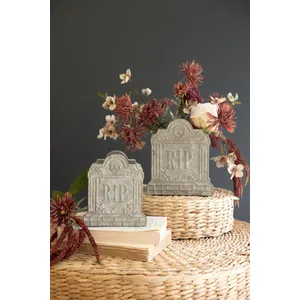 Set of 2 Halloween Cement Rip Vases 1