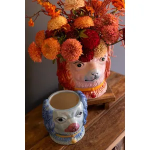 Set of 2 Vintage-Inspired Ceramic Colorful Dog Vases 6