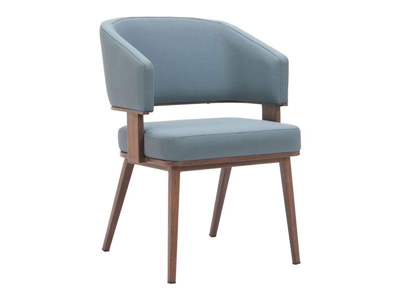 Poise Dining Chair Azure Gray & Walnut 7