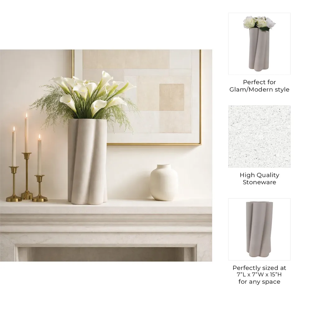 HOPEBEACH GRAY VASE 15 (IN)