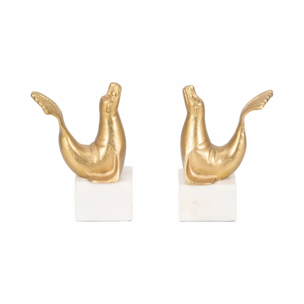 ELMONTWICK SET OF 2 GOLD BOOKENDS 8 (IN)
