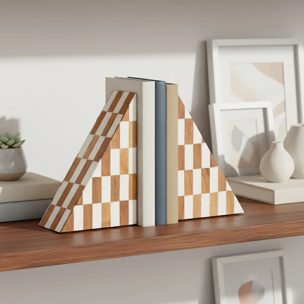 ALECSHAW SET OF 2 IVORY BOOKENDS 7 (IN)