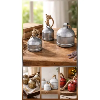 White Antique Bell Set of 3 6.5in, 5.5in, 4in