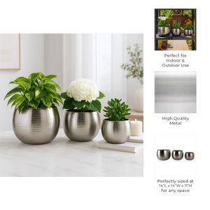 GLOVERTON SET OF 3 SILVER PLANTER 11 (IN) 10
