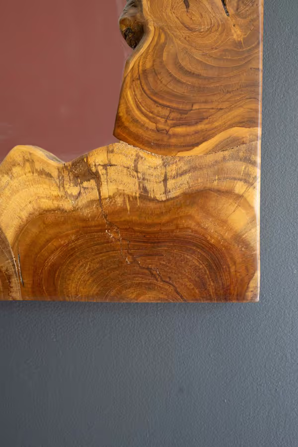 Live Edge Teakwood Framed Puzzle Mirror