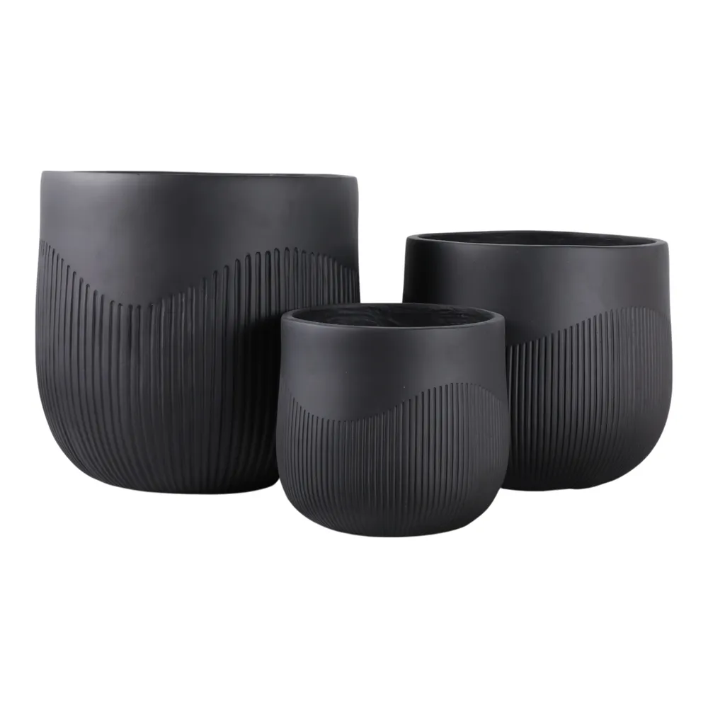 TODDCLIFF SET OF 3 BLACK PLANTER 16 (IN)