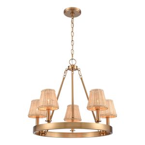 Rydell 24.5'' Wide 5-Light Chandelier - Brushed Gold and Rattan 1