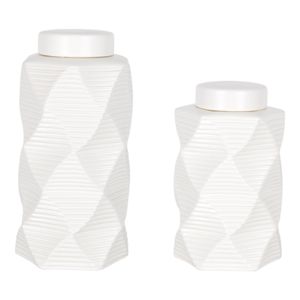 DUNCANPORT SET OF 2 WHITE JARS 13 (IN) 1