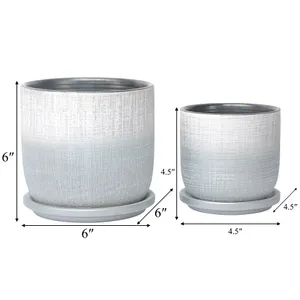 PEARLFIELD SET OF 2 SILVER PLANTER 6 (IN) 8