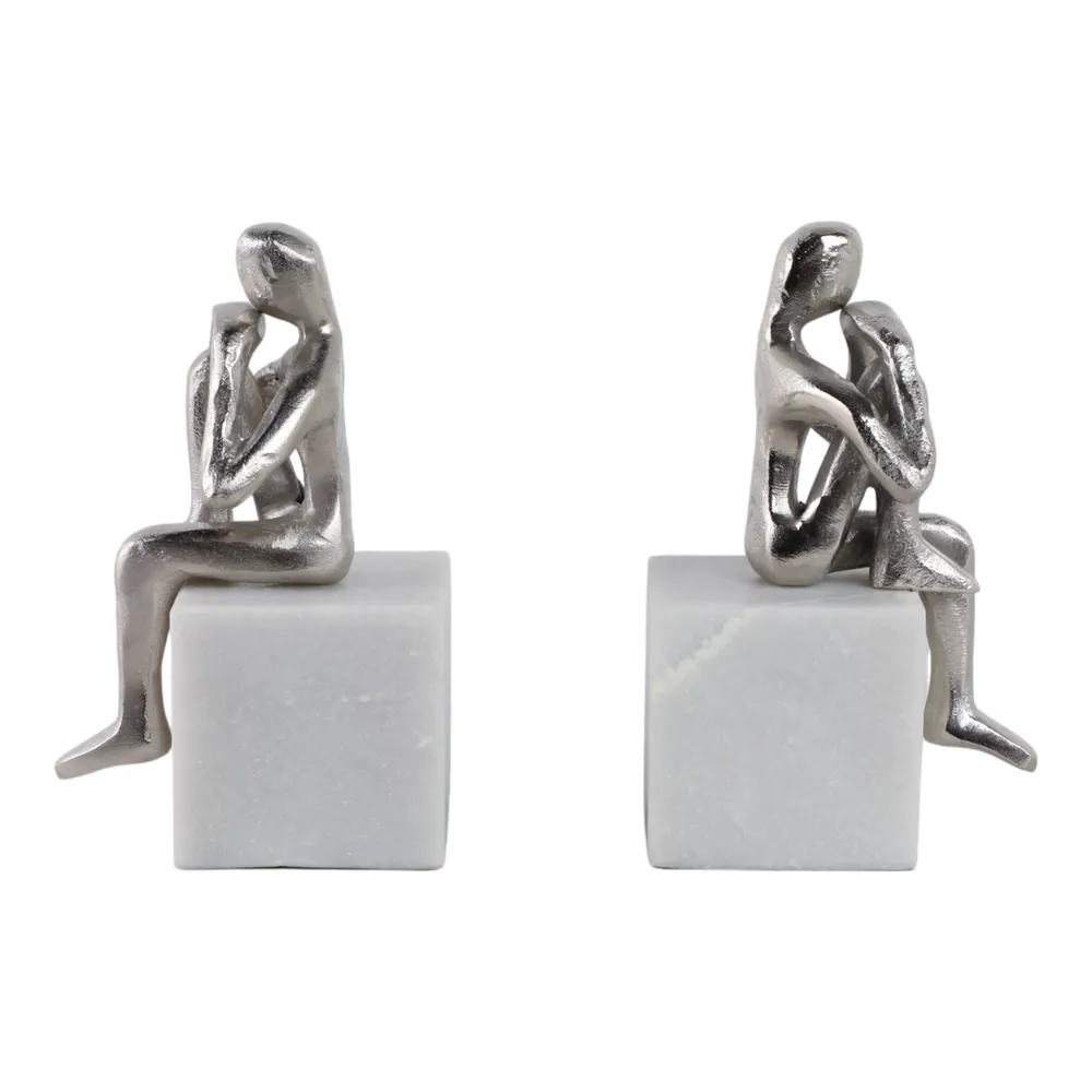 HARPERSHAW SET OF 2 SILVER BOOKENDS 8 (IN)