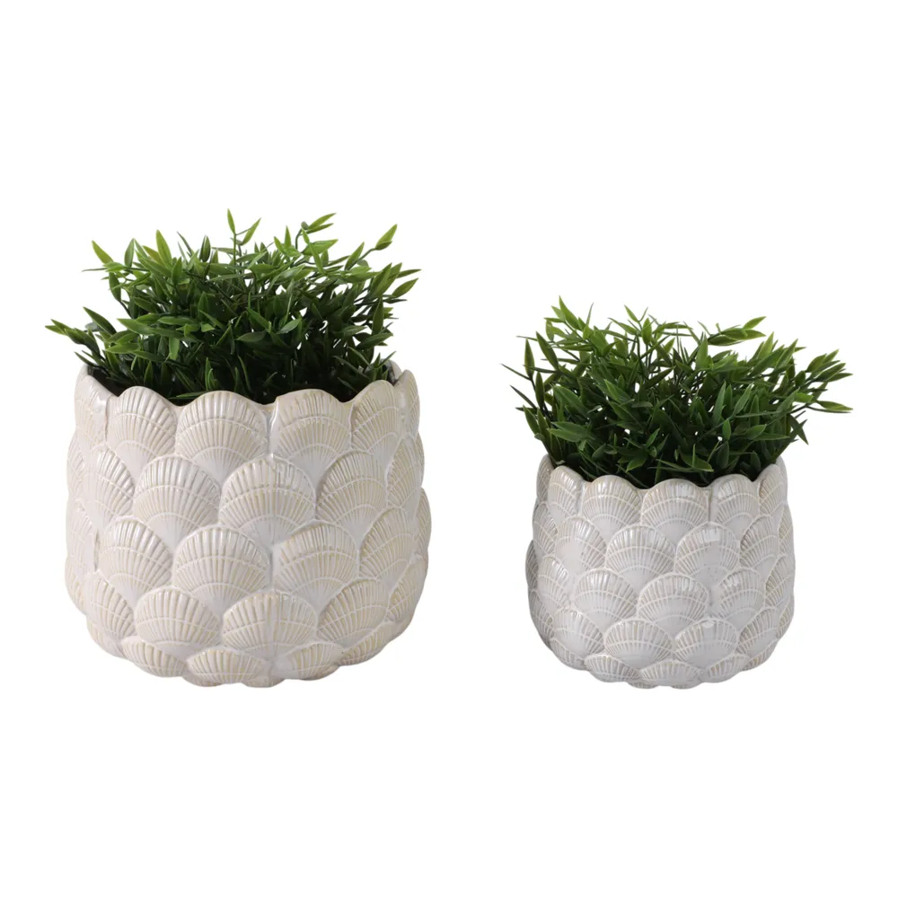 HARKENCREST SET OF 2 WHITE PLANTER 8 (IN)