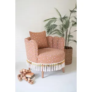 Upholstered Circle Chair with Tassels 1
