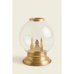 Glass and Metal Globe Candle Holder 5
