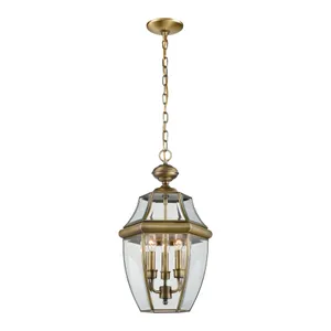 Ashford 12'' Wide 3-Light Outdoor Pendant - Antique Brass 1