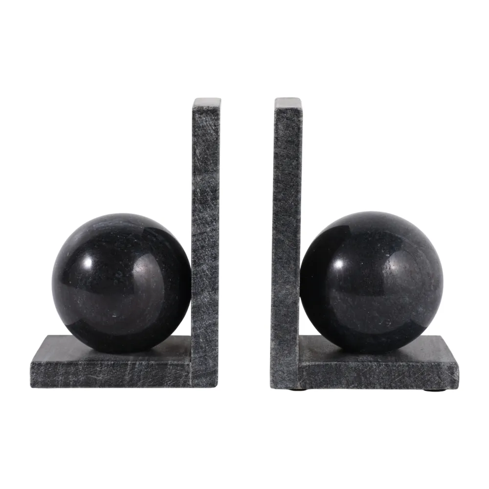 HELTONPORT SET OF 2 BLACK BOOKENDS 6 (IN)