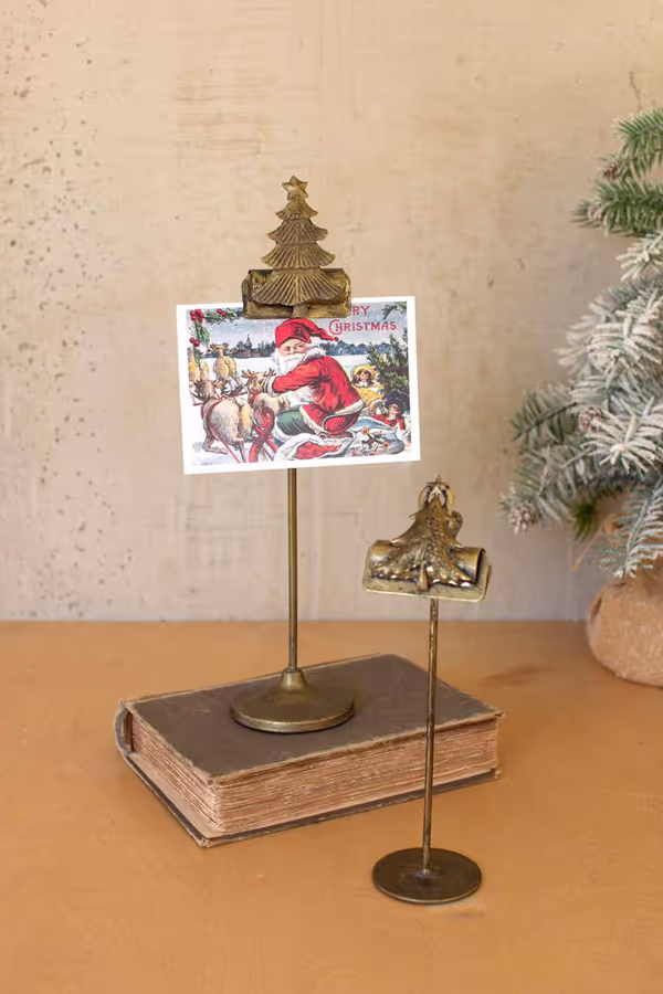 Set of 2 Christmas Tree Card Clips on Stands