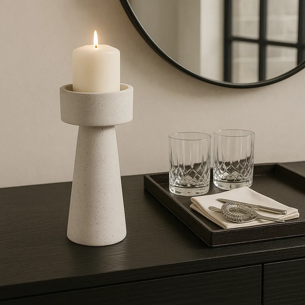 CARLIN WHITE CANDLE HOLDER 12 (IN)