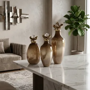 HOLLISPARK SET OF 3 BLACK GLASS VASES 18 (IN) 9
