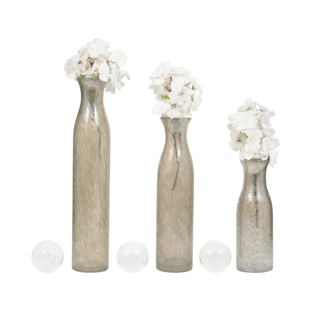 BRYNHAVEN SET OF 3 GRAY GLASS VASES 22 (IN)