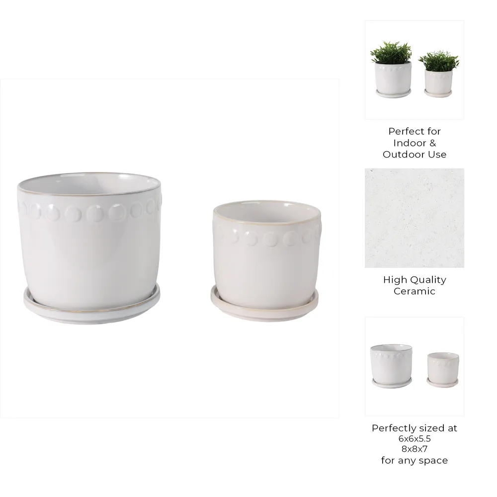 LINTONMORE SET OF 2 WHITE PLANTER 8 (IN)