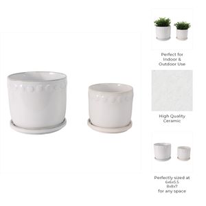 LINTONMORE SET OF 2 WHITE PLANTER 8 (IN) 10