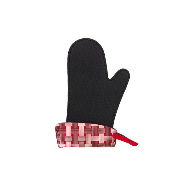 KG Mitt, Small, 13.7" x 6.7"/35cm x 17cm, Cherry/White Woven
