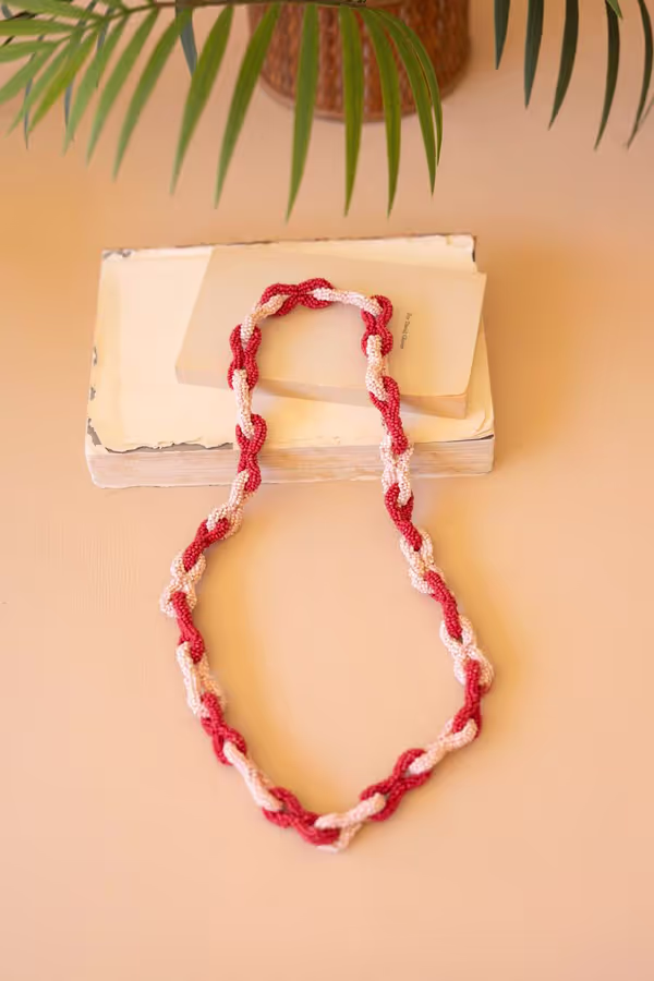 Seed Beaded Chain Necklace / Cumin & Saffron