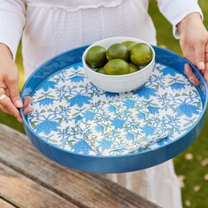 Tilly Blue  Round Lacquer Serving Tray 3
