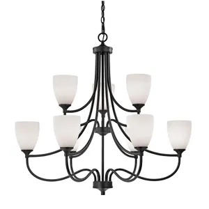 Arlington 36'' Wide 9-Light Chandelier - Oil Rubbed Bronze with White Glass 1