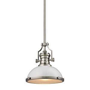 Chadwick 13'' Wide 1-Light Pendant - Satin Nickel with Gloss White 1