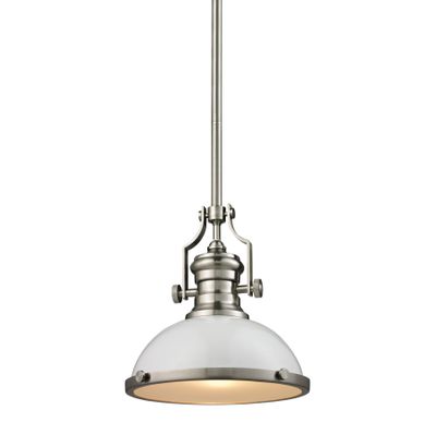 Chadwick 13″ Wide 1-Light Pendant - Satin Nickel with Gloss White